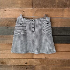 Vintage 90s Houndstooth Mini Skirt Button Front Mod A-Line